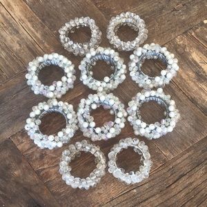 Group of Ten Crystal, Beaded Napkin Rings